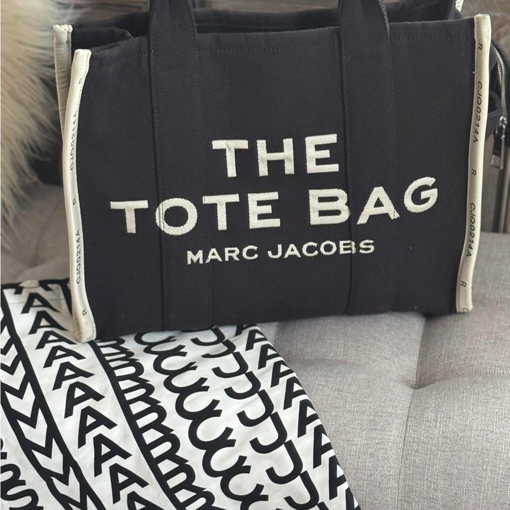 Marc Jacobs Black Canvas Tote with Bold Branding